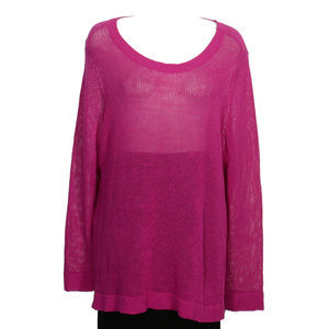 Pink Airy Organic Linen Knit Box Sweater 3X